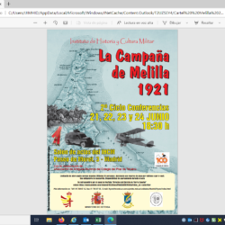 21-24 de junio. IHCM. Conferencias "La Campaña de Melilla 1921"