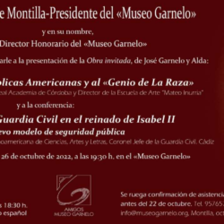 26 de octubre. AEME.  Montilla (Cordoba).Conferencia: "La creación de la Guardia Civil en el reinado de Isabel II como nuevo modelo de seguridad pública".