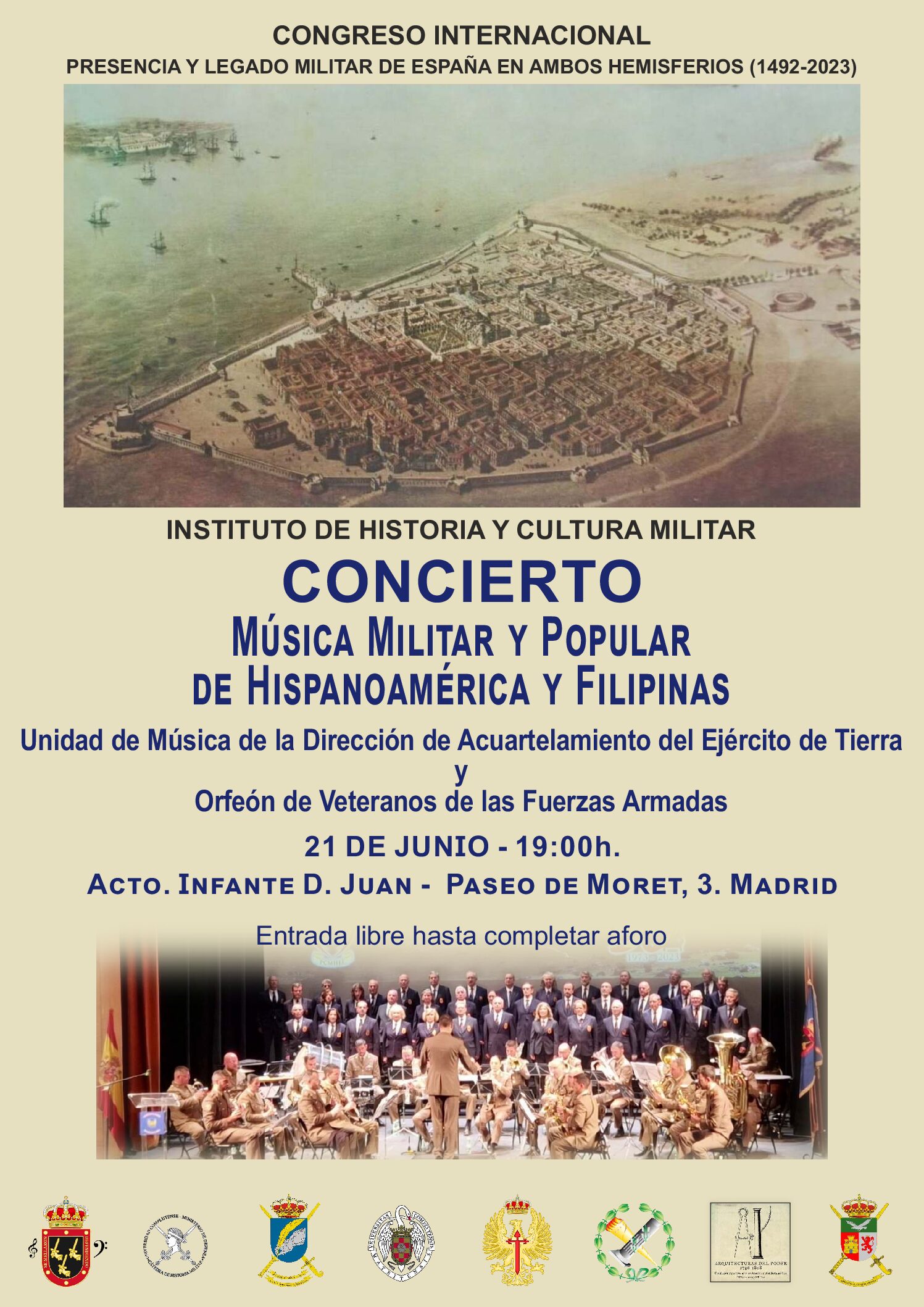 21 de junio: IHCM. Concierto:  ”Presencia y legado militar de España en ambos hemisferios (1492-2023)”